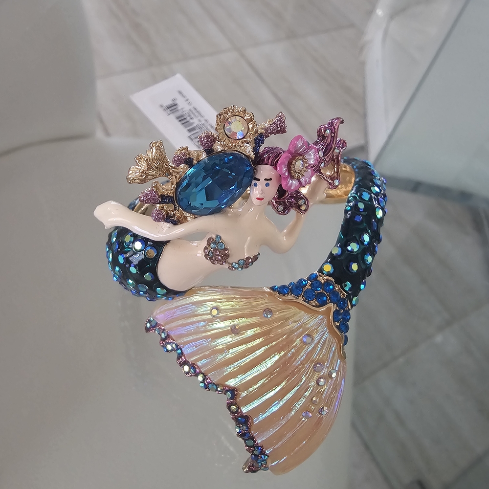 Betsey Johnson Mermaid Crystal Statement Bracelet - Blue, Pink & Gold